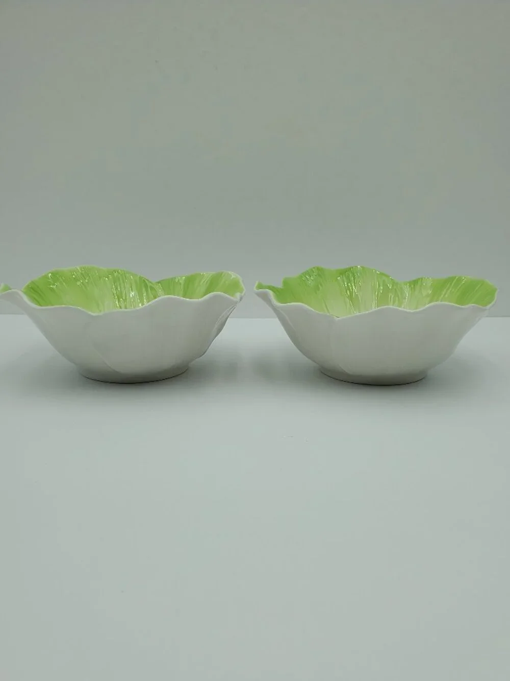 Pier 1 Green Flower Bowls Green Leaves Petals Flower Shaped Bowls